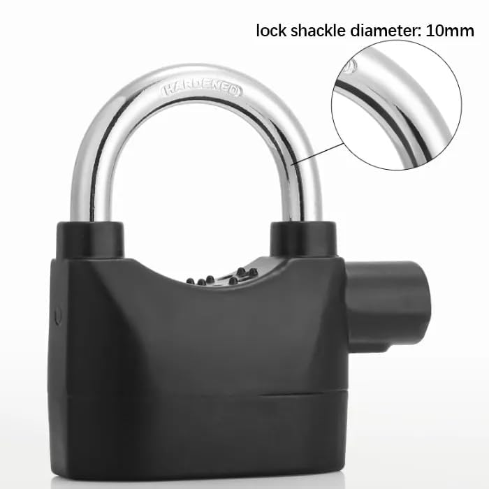 Alarm Security Lock with Motion Sensor Siren & 3 Keys | Anti - Theft Metal Safety Lock for Home, Office, Door, Bike (Black) - CARTitCARTitCARTit