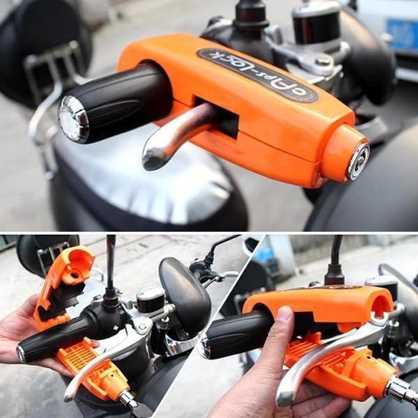 Stainless Steel Matt Finish Heavy Duty Bike Brake Keypad Lock Locking System By Holding Handle Bar With Brake Lever - For All Bikes And Scooters - CARTitCARTitCARTit