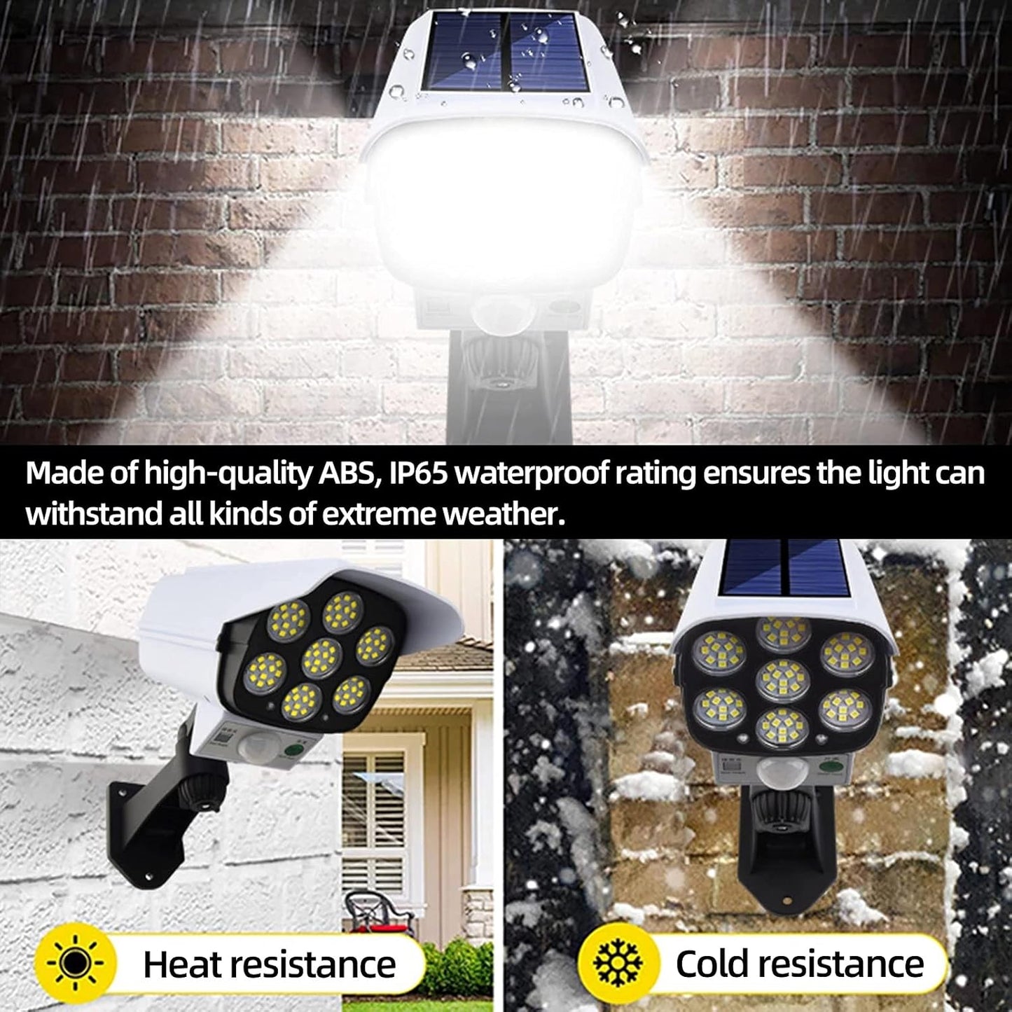 Solar Light Outdoor 77 LED Motion Sensor Security Camera Shaped Wall Lamp, Waterproof, Rotatable, with Remote Control - CARTitCARTitCARTit