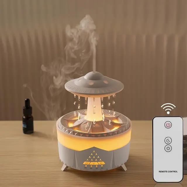 3 in 1 Rain Cloud Humidifier Zen Oil Diffuser Water Drip, Fountain Humidifier with Aromatherapy Essential Oil Diffuser, 450ml Cloud Humidifier,Cloud Night Light for Sleeping Relaxing - CARTitCARTitCARTit