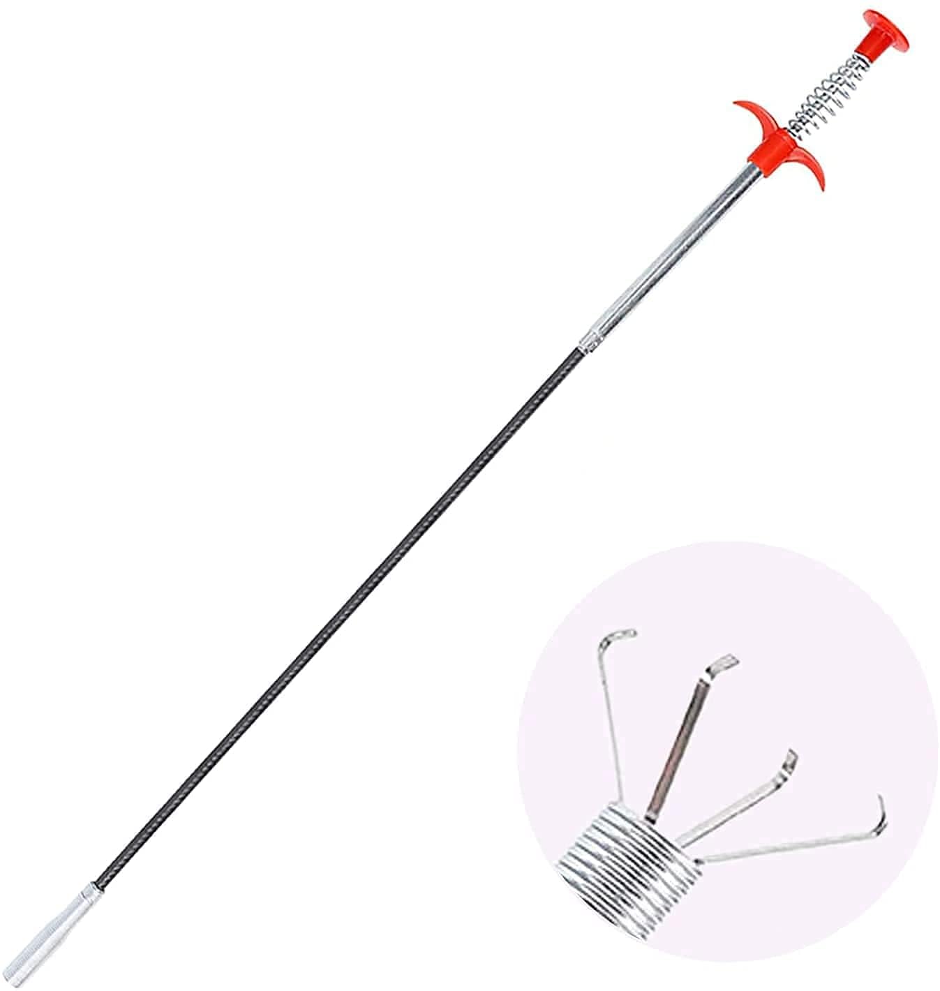 Stainless Steel Drain Pipe Cleaning Spring Stick, Hair Catching Pipe Cleaning Claw Wire, Sink Stick Sewer Sink Tub Dredge Remover, Spring Drain Basin Cleaner Tool (160 Cm) - CARTitCARTitCARTit
