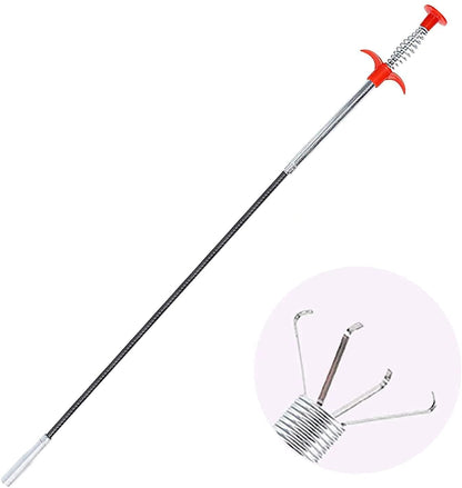Stainless Steel Drain Pipe Cleaning Spring Stick, Hair Catching Pipe Cleaning Claw Wire, Sink Stick Sewer Sink Tub Dredge Remover, Spring Drain Basin Cleaner Tool (160 Cm) - CARTitCARTitCARTit