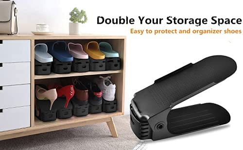 Shoe Slots Organizer Space Saver Double Deck Shoe Rack Adjustable Shoe Slots for Closet Organization (Pack of 10) (Multicolor) - CARTitCARTitCARTit