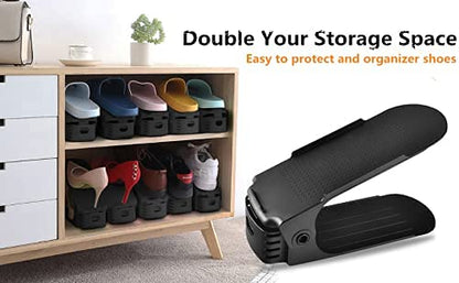 Shoe Slots Organizer Space Saver Double Deck Shoe Rack Adjustable Shoe Slots for Closet Organization (Pack of 10) (Multicolor) - CARTitCARTitCARTit