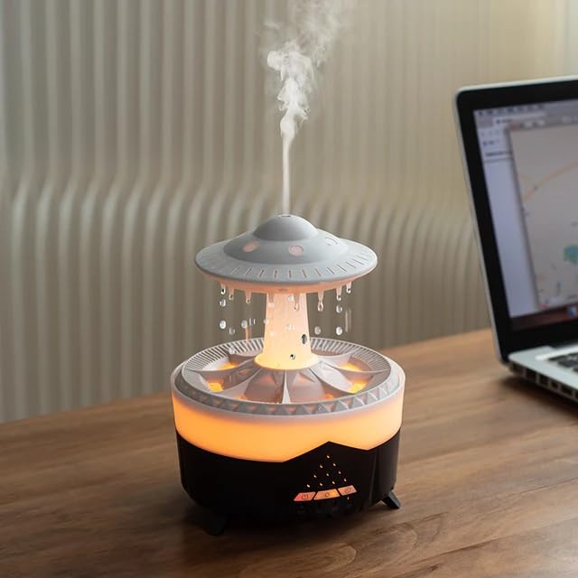 3 in 1 Rain Cloud Humidifier Zen Oil Diffuser Water Drip, Fountain Humidifier with Aromatherapy Essential Oil Diffuser, 450ml Cloud Humidifier,Cloud Night Light for Sleeping Relaxing - CARTitCARTitCARTit