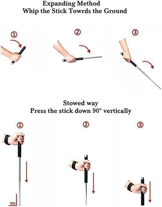 Stainless Steel Self - Defense Foldable Pointer & Safety Hiking Stick | Compact, Extendable Wand with Comfortable Grip & Nylon Bag | Ideal for Car, Office, Indoor & Outdoor Use - CARTitCARTitCARTit