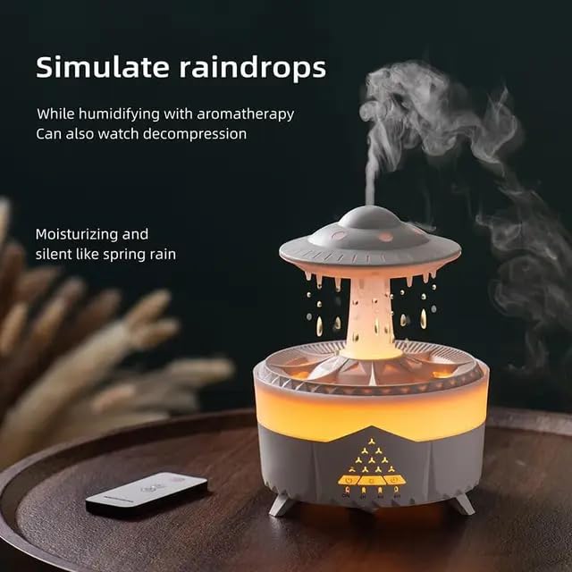 3 in 1 Rain Cloud Humidifier Zen Oil Diffuser Water Drip, Fountain Humidifier with Aromatherapy Essential Oil Diffuser, 450ml Cloud Humidifier,Cloud Night Light for Sleeping Relaxing - CARTitCARTitCARTit