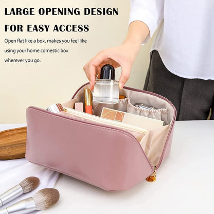 Be Unique Women’s Travel Cosmetic Bag – Large Capacity Waterproof PU Leather Makeup Organizer (Pink) - CARTitCARTitCARTit