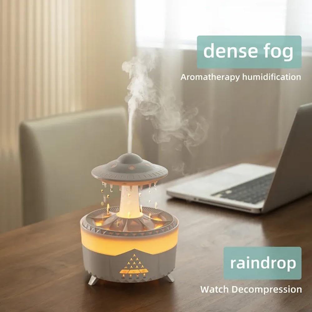 3 in 1 Rain Cloud Humidifier Zen Oil Diffuser Water Drip, Fountain Humidifier with Aromatherapy Essential Oil Diffuser, 450ml Cloud Humidifier,Cloud Night Light for Sleeping Relaxing - CARTitCARTitCARTit