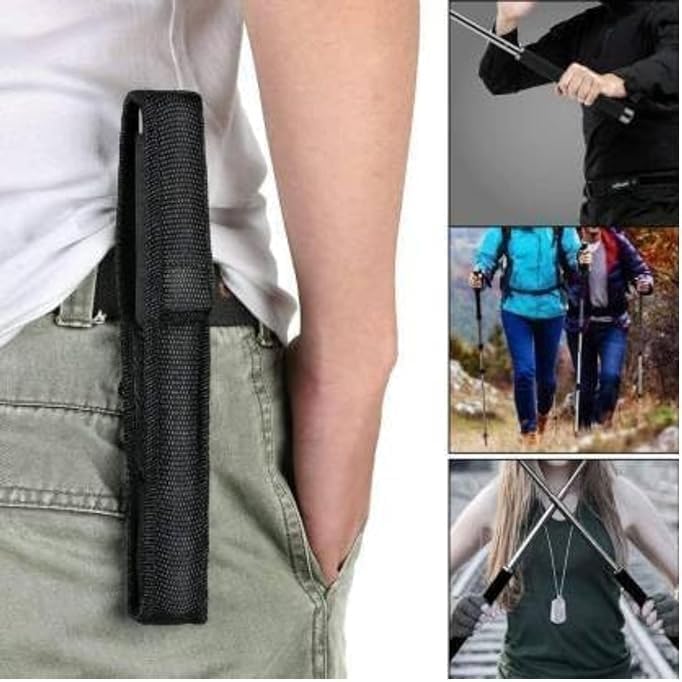 Stainless Steel Self - Defense Foldable Pointer & Safety Hiking Stick | Compact, Extendable Wand with Comfortable Grip & Nylon Bag | Ideal for Car, Office, Indoor & Outdoor Use - CARTitCARTitCARTit