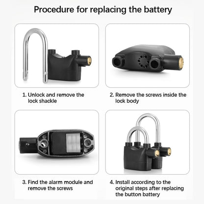 Alarm Security Lock with Motion Sensor Siren & 3 Keys | Anti - Theft Metal Safety Lock for Home, Office, Door, Bike (Black) - CARTitCARTitCARTit