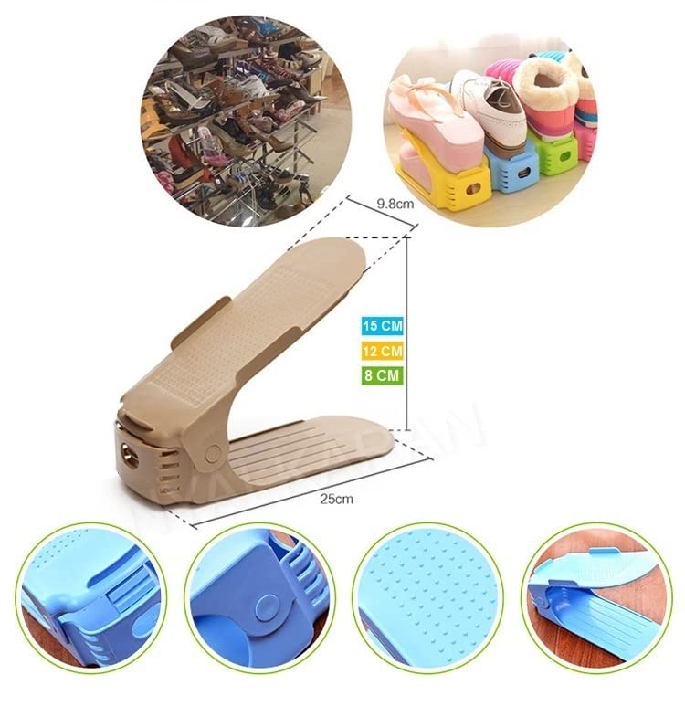 Shoe Slots Organizer Space Saver Double Deck Shoe Rack Adjustable Shoe Slots for Closet Organization (Pack of 10) (Multicolor) - CARTitCARTitCARTit