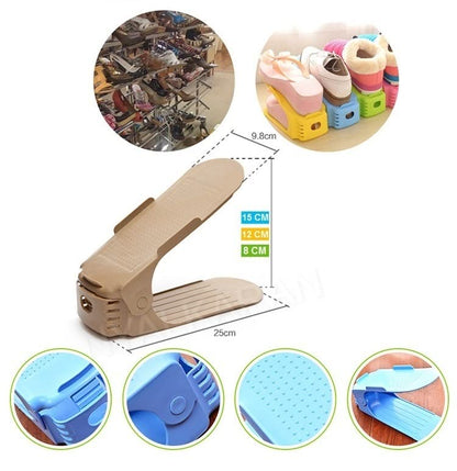 Shoe Slots Organizer Space Saver Double Deck Shoe Rack Adjustable Shoe Slots for Closet Organization (Pack of 10) (Multicolor) - CARTitCARTitCARTit