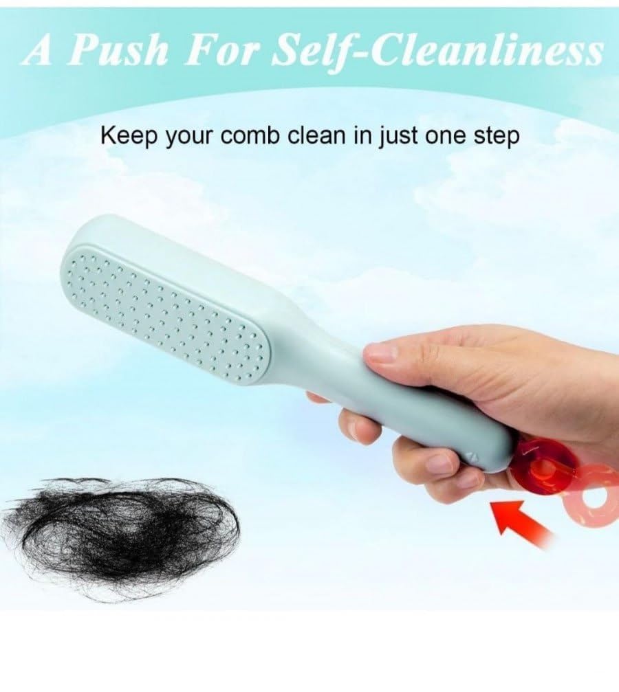 4 - in - 1 Self - Cleaning Anti - Static Massage Comb – Detangles Wet/Dry Hair, Reduces Frizz, Gentle Scalp Massage, Easy to Clean – Unisex for All Hair Types (Black) - CARTitCARTitCARTit