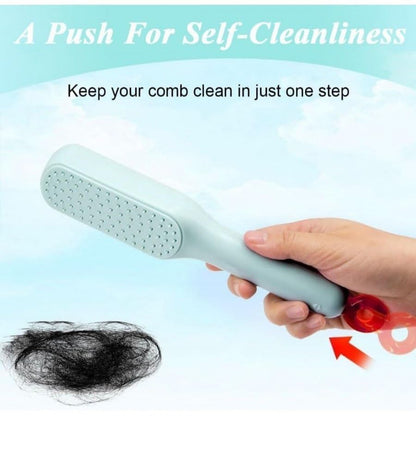4 - in - 1 Self - Cleaning Anti - Static Massage Comb – Detangles Wet/Dry Hair, Reduces Frizz, Gentle Scalp Massage, Easy to Clean – Unisex for All Hair Types (Black) - CARTitCARTitCARTit