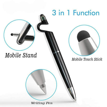 3 in 1 Ballpoint Pen with Mobile Stand Holder, Writing, Stylus for Touchscreen Mobile Phones and Tablets Birthday Return Gifts - CARTitCARTitCARTit