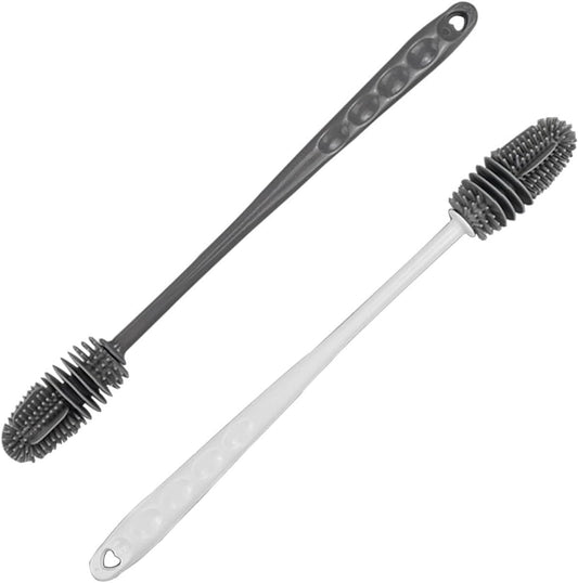 Long Handle Silicone Bottle Cleaning Brush – Flexible Bottle Scrubber for Water Bottles, Mugs, Solution Bottles – Non - Scratch, Durable & Easy to Clean (Grey, Pack of 1) - CARTitCARTitCARTit