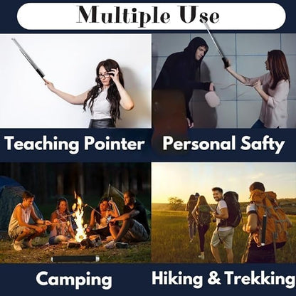 Stainless Steel Self - Defense Foldable Pointer & Safety Hiking Stick | Compact, Extendable Wand with Comfortable Grip & Nylon Bag | Ideal for Car, Office, Indoor & Outdoor Use - CARTitCARTitCARTit