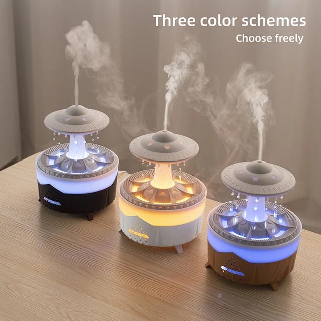 3 in 1 Rain Cloud Humidifier Zen Oil Diffuser Water Drip, Fountain Humidifier with Aromatherapy Essential Oil Diffuser, 450ml Cloud Humidifier,Cloud Night Light for Sleeping Relaxing - CARTitCARTitCARTit