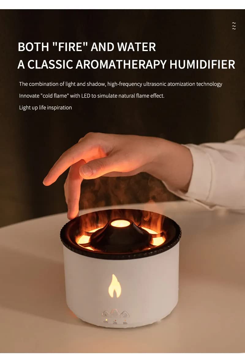 Essential Oil Diffusers Aroma Diffuser Atomizing Humidifier Volcano Flame Spray Mist Humidifier Waterless Auto Shut - Off Protection Aromatherapy Diffuse for Home Office with Remote - CARTitCARTitCARTit