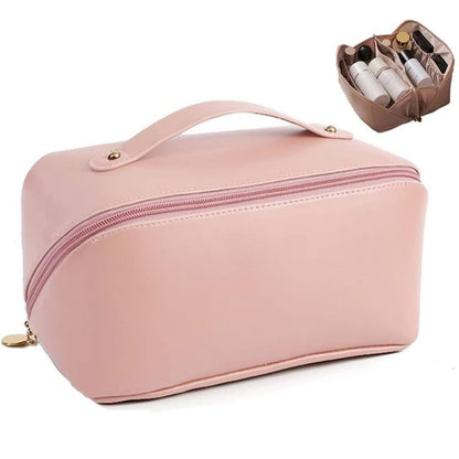 Be Unique Women’s Travel Cosmetic Bag – Large Capacity Waterproof PU Leather Makeup Organizer (Pink) - CARTitCARTitCARTit