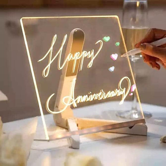 3D Acrylic Writing pad with Pen Message Board rewritable Table lamp for Study LED Light Office Home Decor Gift - CARTitCARTitCARTit