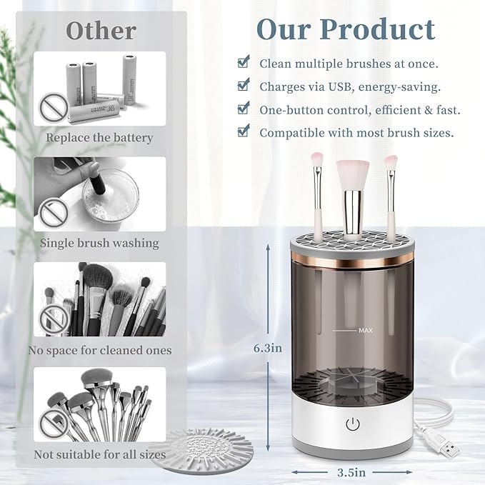 Your E - store Electric Makeup Brush Cleaning Machine – Automatic Makeup Brush Cleaner and Dryer for Quick Deep Cleaning – Portable Easy to Use and Suitable for All Brush Sizes - CARTitCARTitCARTit