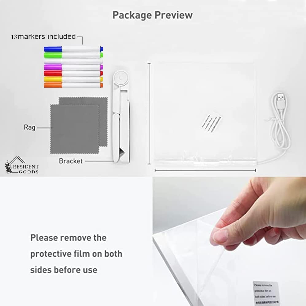 3D Acrylic Writing pad with Pen Message Board rewritable Table lamp for Study LED Light Office Home Decor Gift - CARTitCARTitCARTit