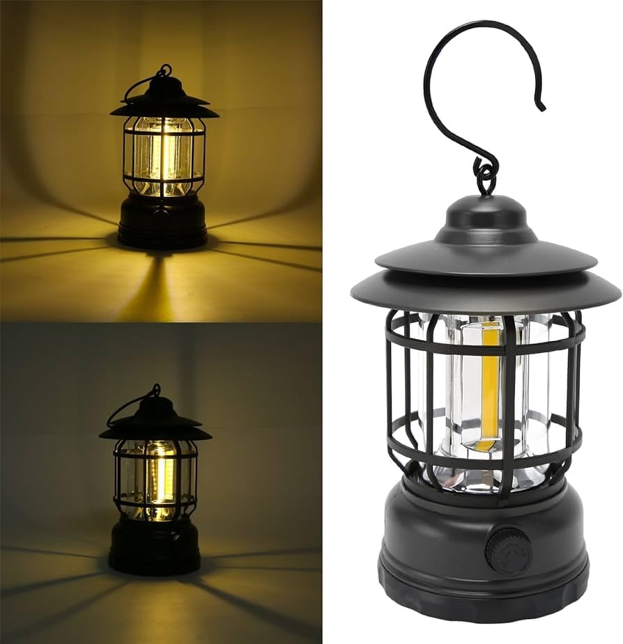 Rechargeable LED Camping Lantern – Portable Hanging Tent Light | Stepless Dimming, Waterproof, Vintage Design - CARTitCARTitCARTit