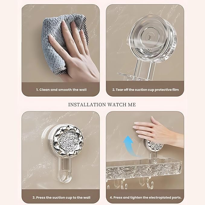 ABS Plastic Multi Hook Vacuum Based Suction Hooks Multi Purpose Adjustable Hooks for Hanging Clothes, Keys Organiser, Towel Hanger Pack of 2 - CARTitCARTitCARTit