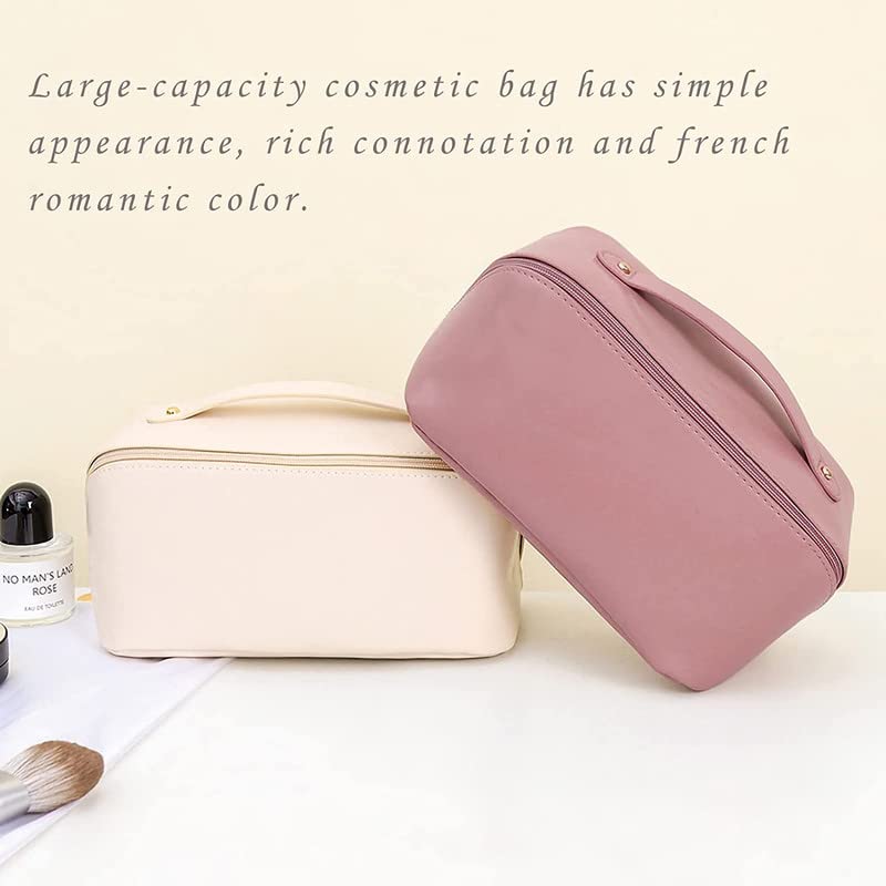 Be Unique Women’s Travel Cosmetic Bag – Large Capacity Waterproof PU Leather Makeup Organizer (Pink) - CARTitCARTitCARTit