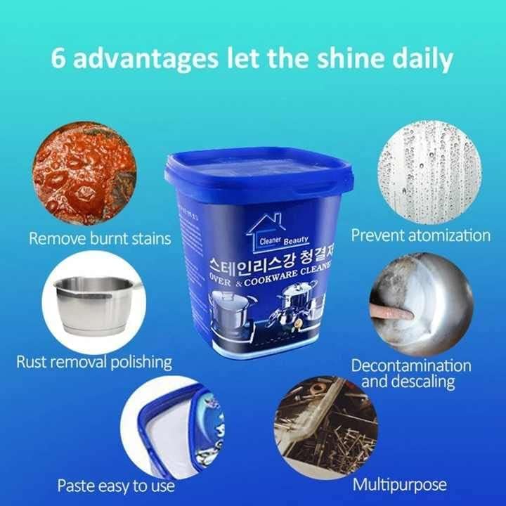 Oven & Cookware Cleaner Powder | Stainless Steel Cleaning Paste Remove Stains from Pots Pans Multi - Purpose Cleaner - CARTitCARTitCARTit