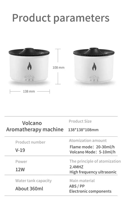 Essential Oil Diffusers Aroma Diffuser Atomizing Humidifier Volcano Flame Spray Mist Humidifier Waterless Auto Shut - Off Protection Aromatherapy Diffuse for Home Office with Remote - CARTitCARTitCARTit