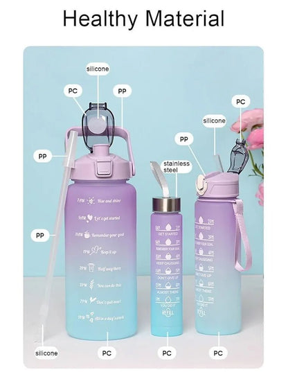 3 - in - 1 Motivational Water Bottle Set: Stay Hydrated All Day - CARTitJAGDISH ENTERPRISES TradersCARTit
