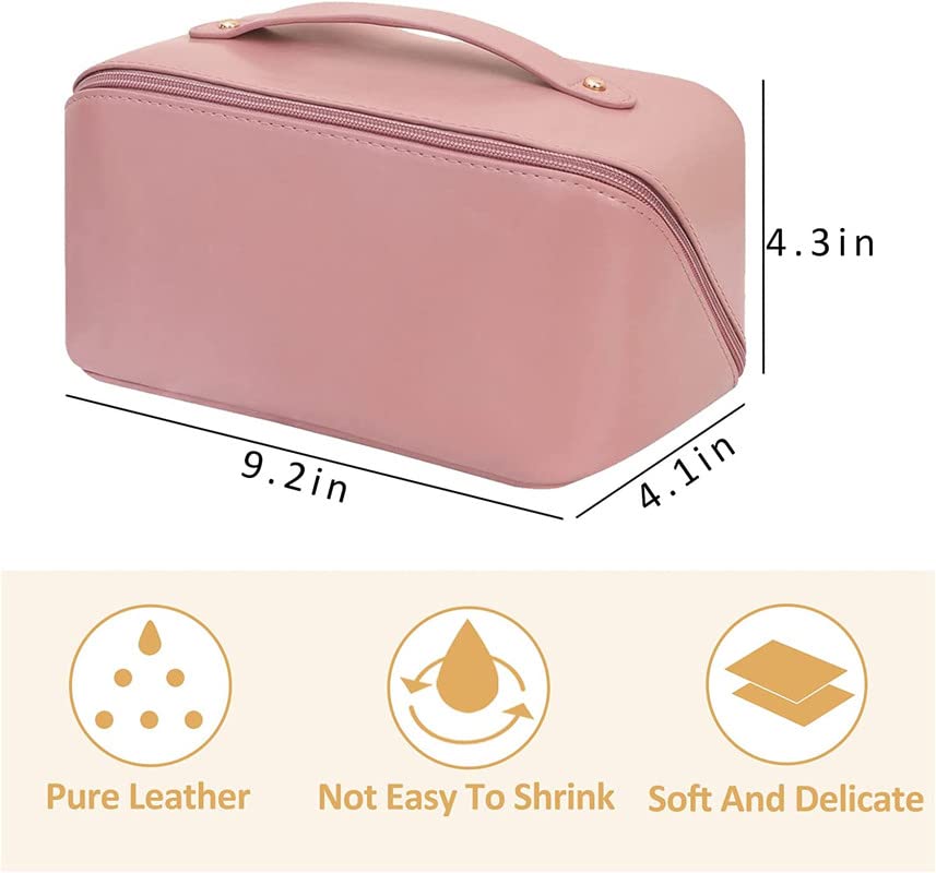Be Unique Women’s Travel Cosmetic Bag – Large Capacity Waterproof PU Leather Makeup Organizer (Pink) - CARTitCARTitCARTit