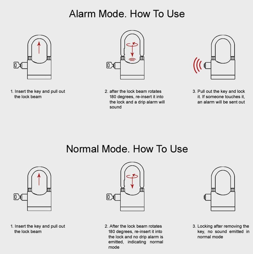 Alarm Security Lock with Motion Sensor Siren & 3 Keys | Anti - Theft Metal Safety Lock for Home, Office, Door, Bike (Black) - CARTitCARTitCARTit