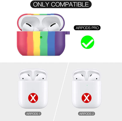 AirPods Pro Cover Portable Silicone Skin Cover with Keychain Carabiner (Supports Wireless Charging) Compatible for Headphones, AirPods Pro (2019) - (Rainbow) - CARTitCARTitCARTit