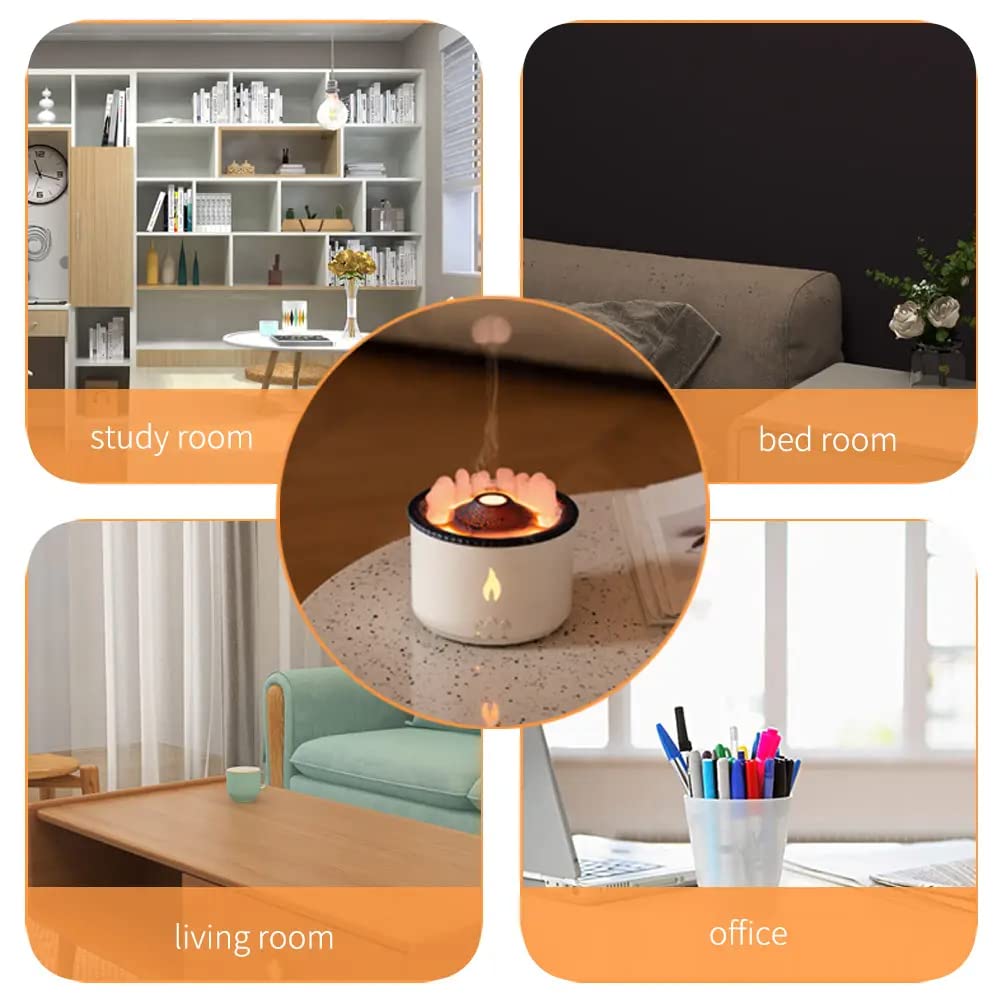 Essential Oil Diffusers Aroma Diffuser Atomizing Humidifier Volcano Flame Spray Mist Humidifier Waterless Auto Shut - Off Protection Aromatherapy Diffuse for Home Office with Remote - CARTitCARTitCARTit