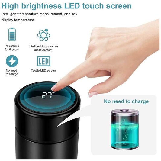 Stainless Steel BPA - Free Leak Proof Double Walled Vacuum Insulated Cold and Warm Water Bottle with LED Temperature Display - Multicolour - CARTitCARTitCARTit