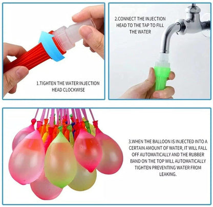 Water Balloons Holi For Kids Boys And Girls, Latex With Refill Hose, Three Bunches Balloons Games Swimming Pool Outdoor Fun Magic Water Balloons (111 Pieces Balloons), Multicolor - CARTitCARTitCARTit