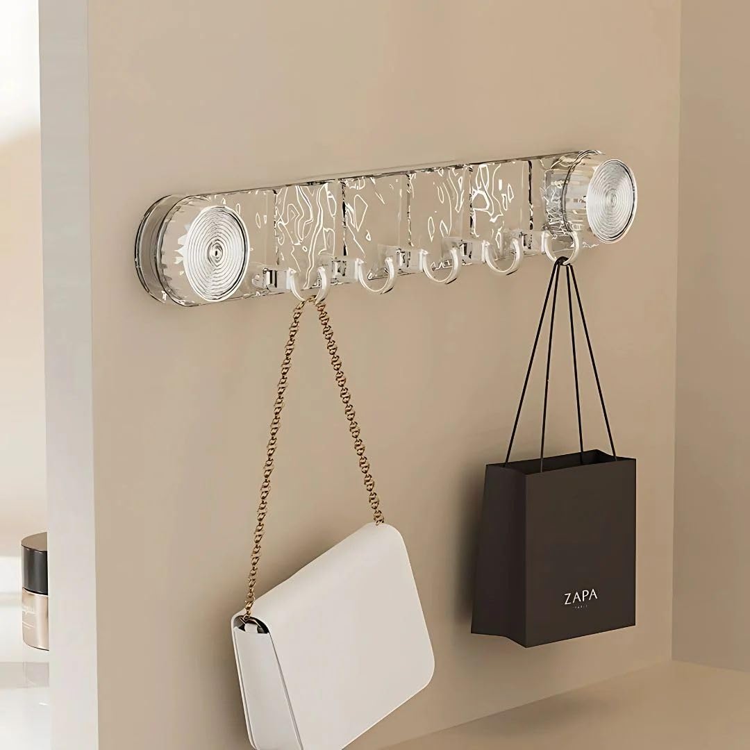 ABS Plastic Multi Hook Vacuum Based Suction Hooks Multi Purpose Adjustable Hooks for Hanging Clothes, Keys Organiser, Towel Hanger Pack of 2 - CARTitCARTitCARTit