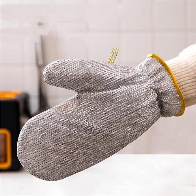 Aluminium Dishwashing Hand Gloves Non Scratch Wire, Waterproof Home Kitchen Utensils Cleaning Gloves for Washing Dish Easy Rinsing, Reusable Cleans Dishes Pots, Pans, Sinks, 2 pieces - CARTitCARTitCARTit