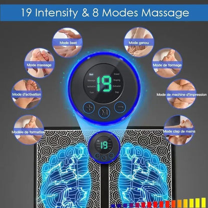 Lifelong EMS Foot Massager - Electric Foot Massager Machine for Pain Relief - 8 Modes, 19 Intensity Levels - Rechargeable, Wireless, Portable - CARTitCARTitCARTit