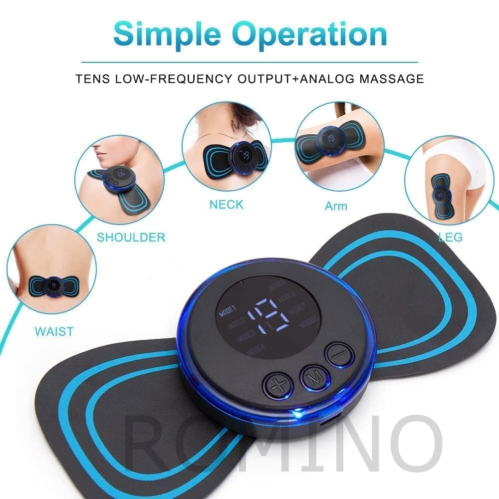 Wireless EMS Mini Body Massager Machine Portable Butterfly Massager for Blood Circulation, Pain Relief with 8 Modes & 19 Strength Levels (Mini Massager) - CARTitCARTitCARTit