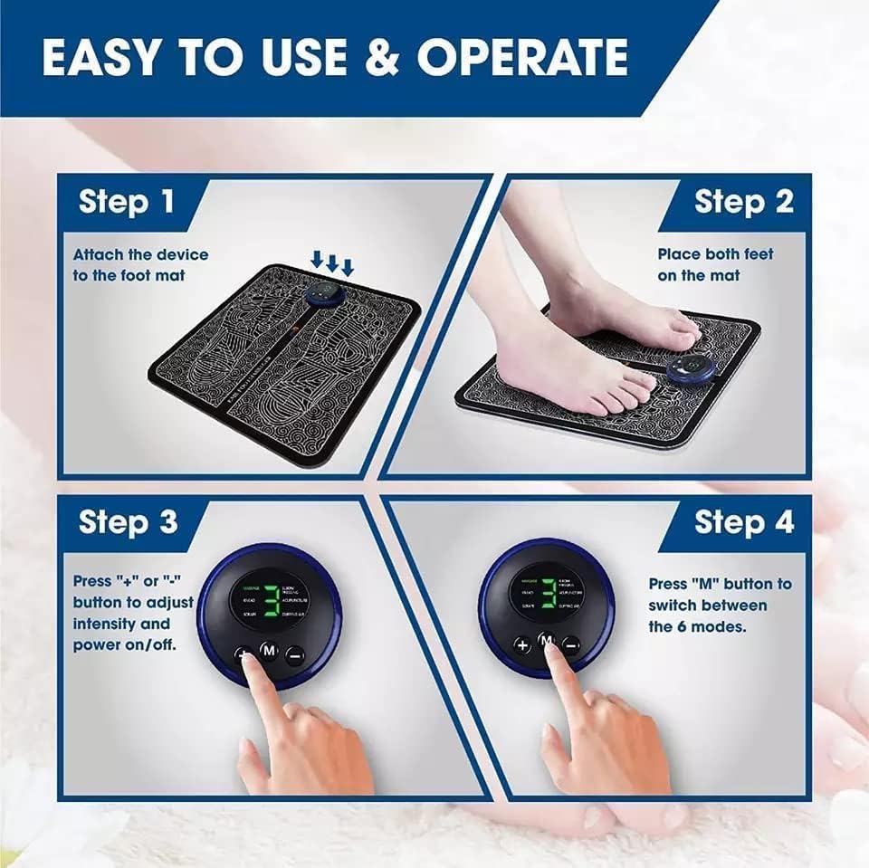 Lifelong EMS Foot Massager - Electric Foot Massager Machine for Pain Relief - 8 Modes, 19 Intensity Levels - Rechargeable, Wireless, Portable - CARTitCARTitCARTit