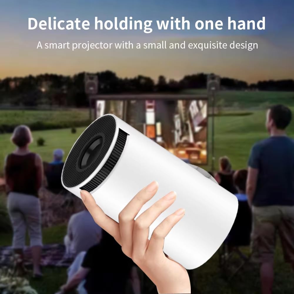 Mini Projector with WiFi 6 & Bluetooth | 4K 1080P Support | Built - in Apps | 180° Rotatable | Auto Keystone Correction | Portable LED Video Projector (White) - CARTitCARTitCARTit