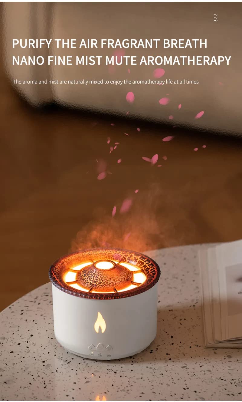 Essential Oil Diffusers Aroma Diffuser Atomizing Humidifier Volcano Flame Spray Mist Humidifier Waterless Auto Shut - Off Protection Aromatherapy Diffuse for Home Office with Remote - CARTitCARTitCARTit