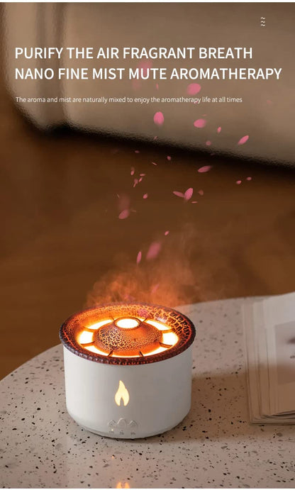 Essential Oil Diffusers Aroma Diffuser Atomizing Humidifier Volcano Flame Spray Mist Humidifier Waterless Auto Shut - Off Protection Aromatherapy Diffuse for Home Office with Remote - CARTitCARTitCARTit