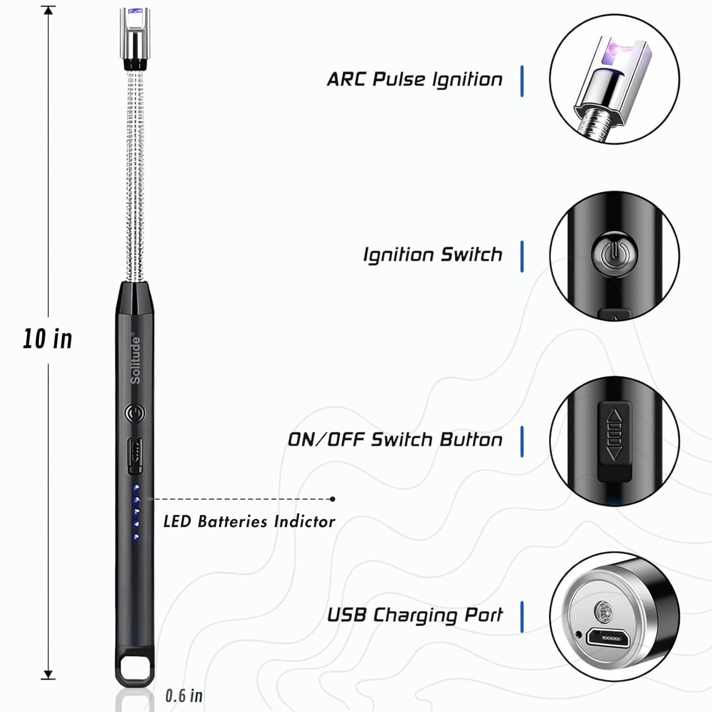 Rechargeable Electric Gas Lighter for Kitchen – USB Windproof Arc Lighter with 360° Flexible Neck for Stove, Candles, Pooja - CARTitCARTitCARTit