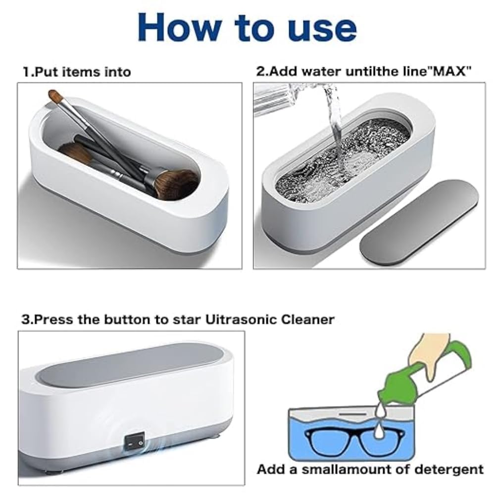 Ultra Sonic Jewelry & Glasses Cleaner – Professional 360° Ultrasonic Cleaning Machine with Low Noise, USB Powered, Portable for Rings, Earrings, Watches, Eyewear & More - CARTitCARTitCARTit